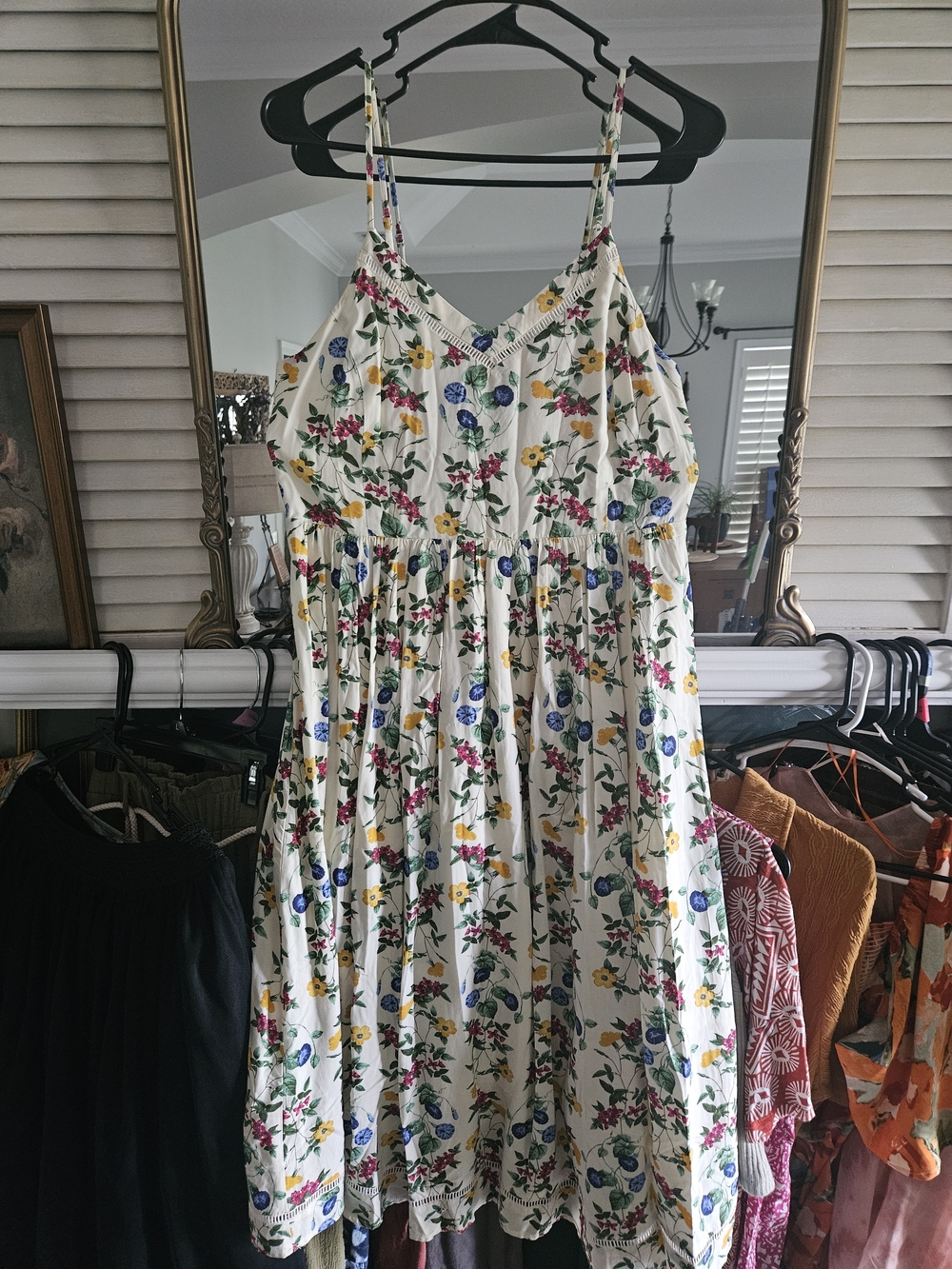 Floral Cami Sundress | Cottagecore Midi Dress | Smocked Back | Size Medium